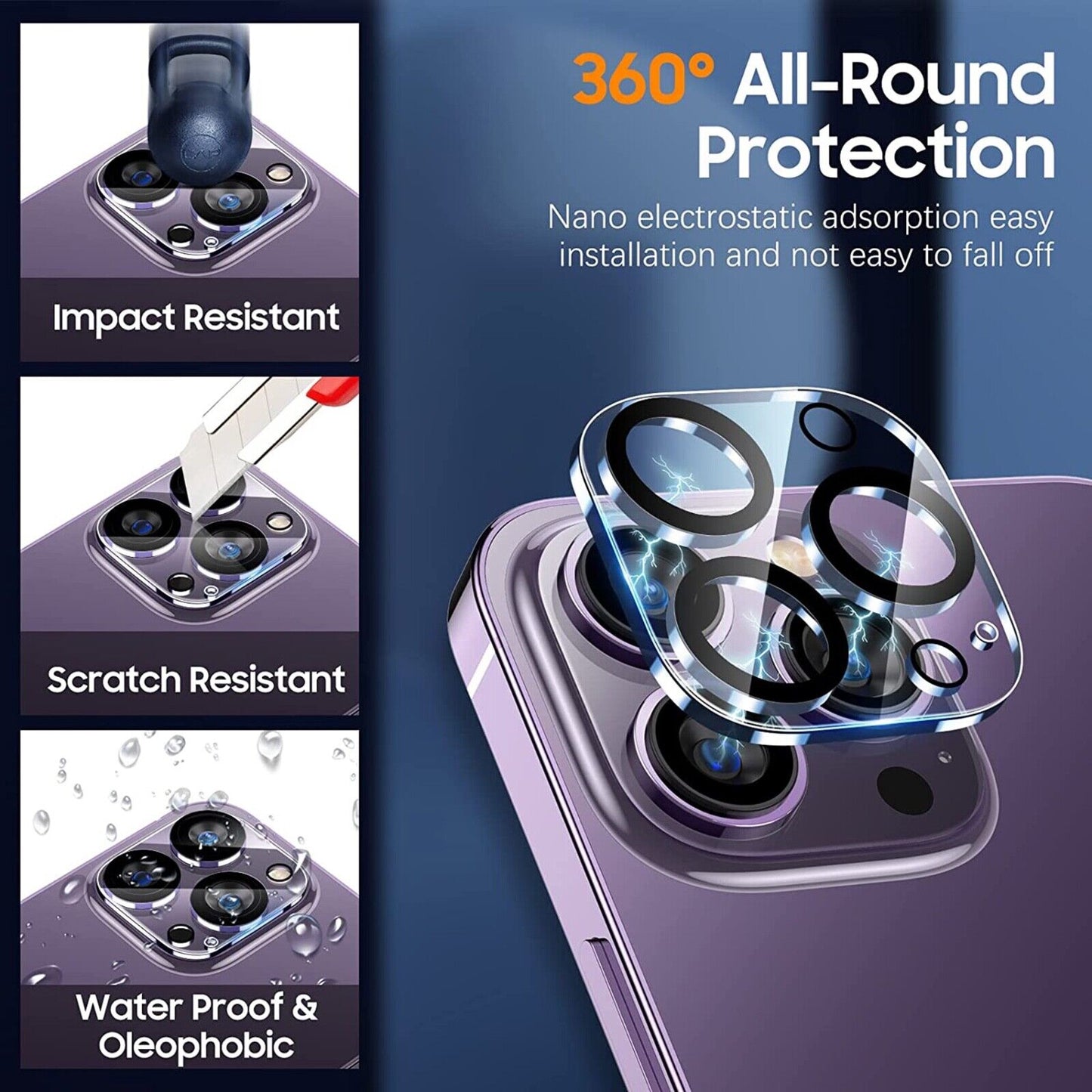 For Iphone 16 15 14 13 12 11 Pro Max Tempered Glass Screen Camera Protector