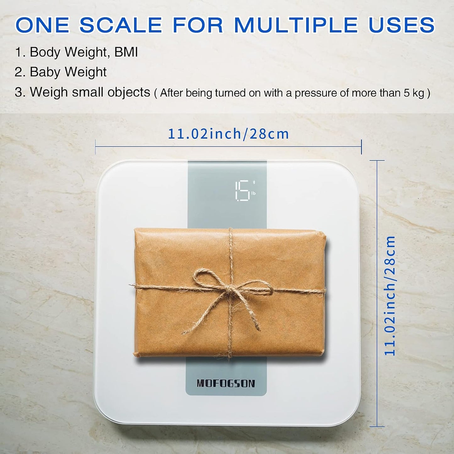 Scale for Body Weight,Smart Digital Bathroom Scales,Bmi Weight Scales for People,Bluetooth Weighing Scale with App,400Lb,White