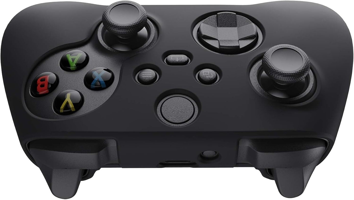 Black Pure Anti-Slip Cover Skin for Xbox Series Controller with Thumb Grip Caps