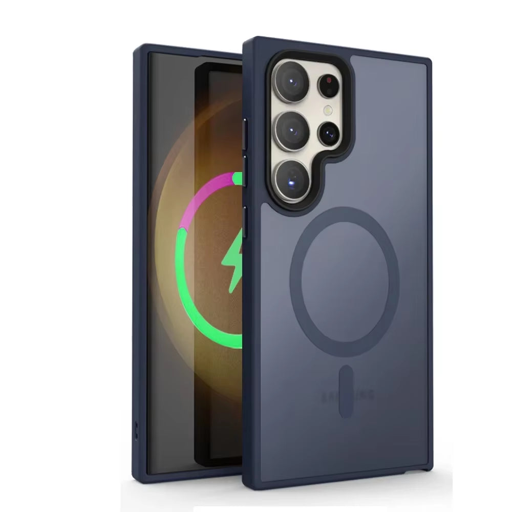 New Matte Wireless Charge Phone Case for Samsung Galaxy S25 S24 S23 S22 Ultra plus S20 S21 FE for Magsafe Magnetic Frosted Cover