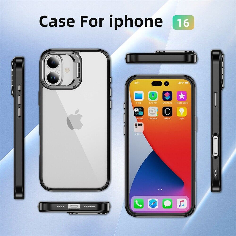 For Iphone 16 Pro Max/16 Pro/16 plus Case Phone Rugged Len Stand Case Cover