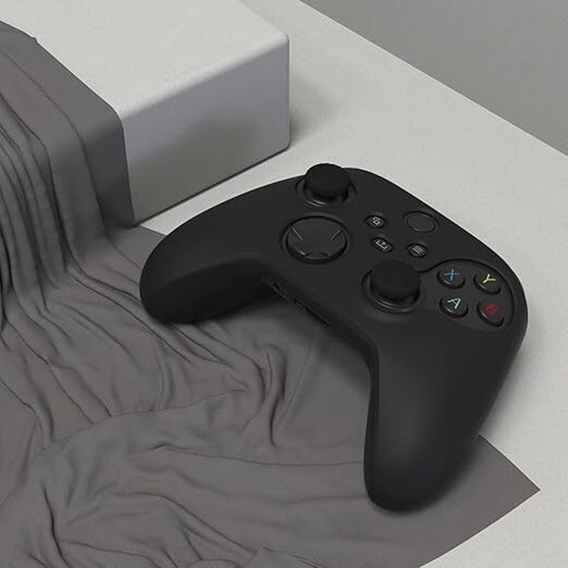 Black Pure Anti-Slip Cover Skin for Xbox Series Controller with Thumb Grip Caps