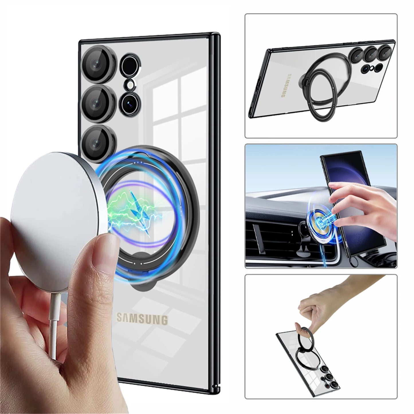 TPU Back Cover Cell Phone Case with Camera Lens Protector for Samsung Galaxy S24 Ultra
