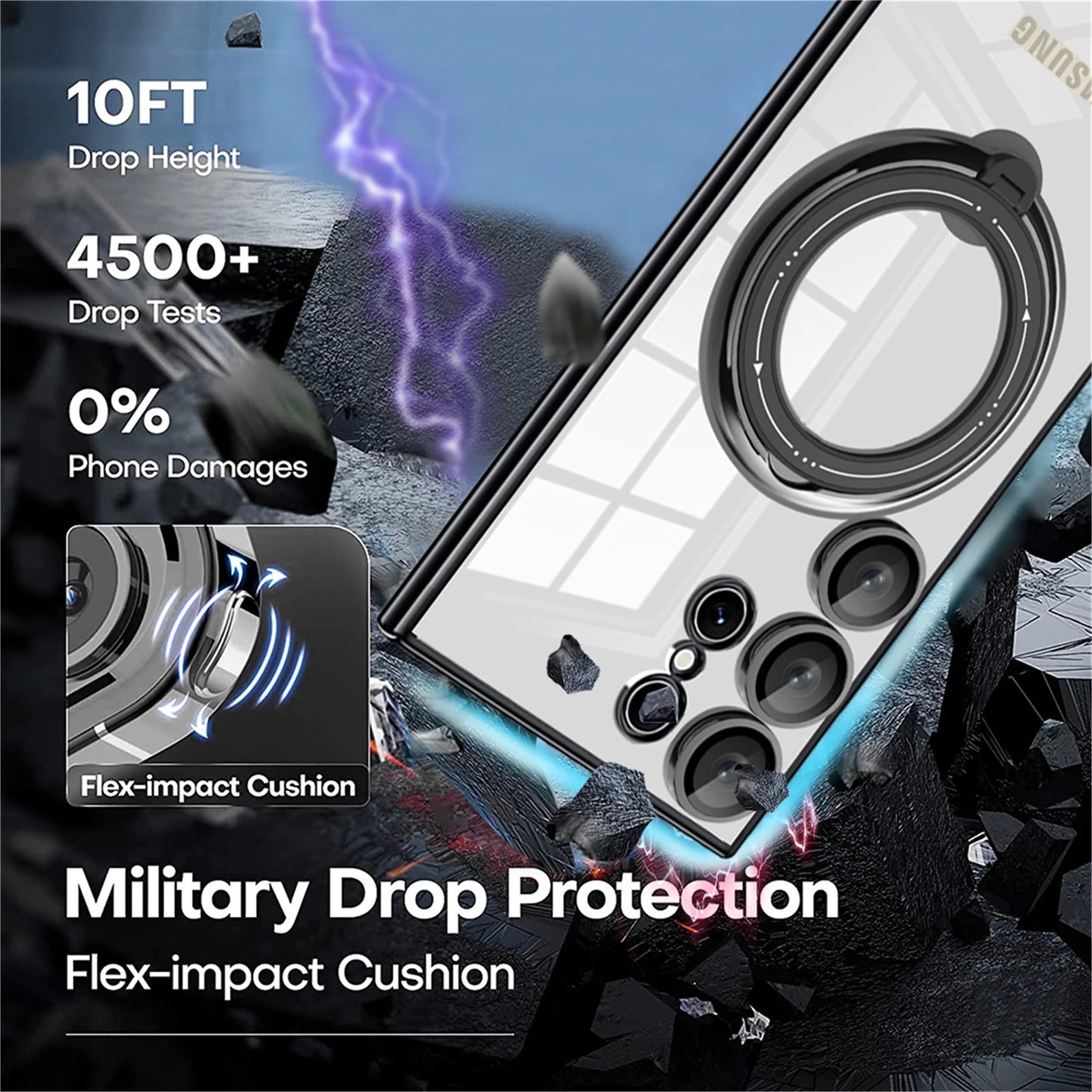 TPU Back Cover Cell Phone Case with Camera Lens Protector for Samsung Galaxy S24 Ultra