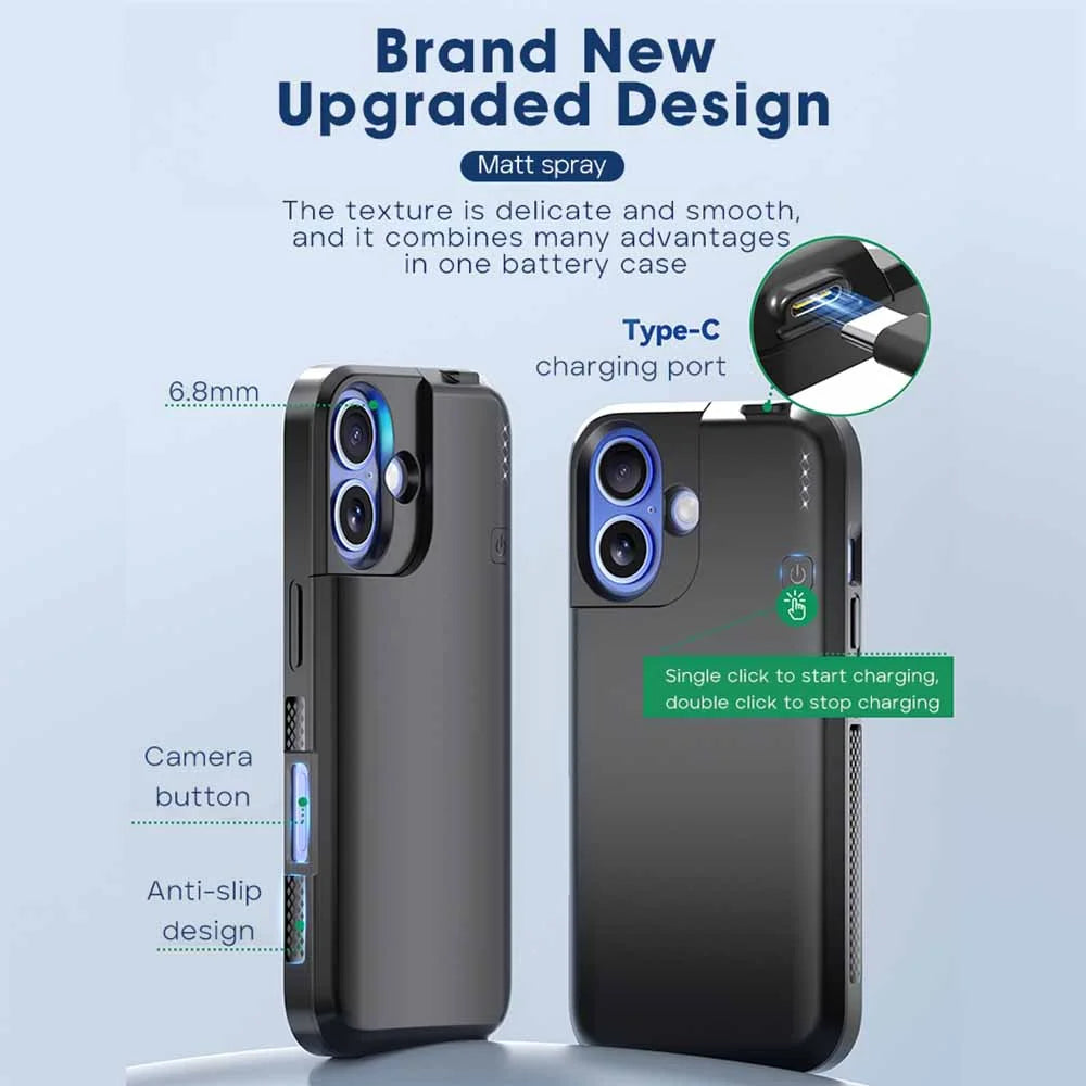 For Iphone 16 Pro 5000Mah Mobile Charger Power Bank Phone Case External Battery Case Charging Cover