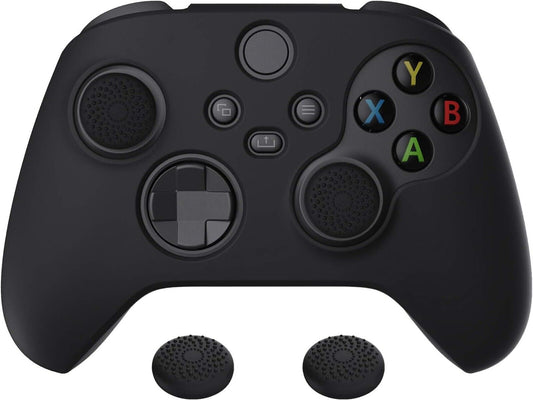 Black Pure Anti-Slip Cover Skin for Xbox Series Controller with Thumb Grip Caps