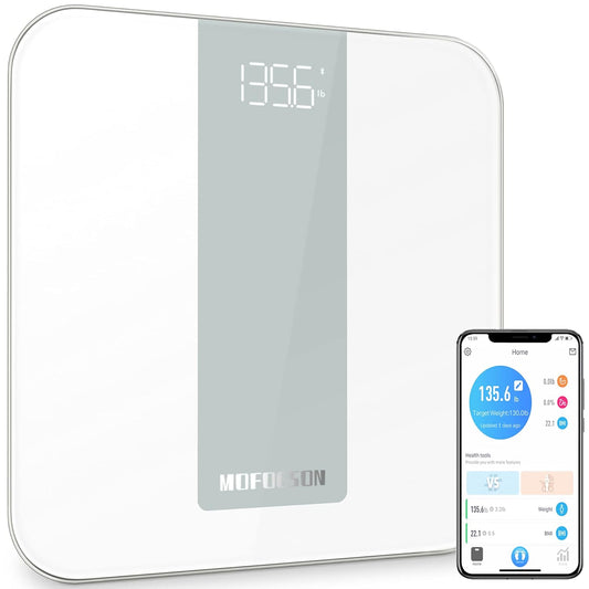 Scale for Body Weight,Smart Digital Bathroom Scales,Bmi Weight Scales for People,Bluetooth Weighing Scale with App,400Lb,White