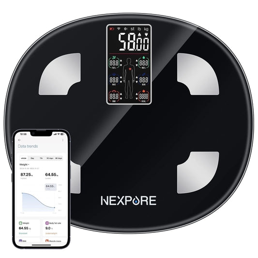 Digital Body Weight Scale, Smart Scale with 8-In-1 VA Display, BMI & 25 Health Metrics, 396 Lbs, Black