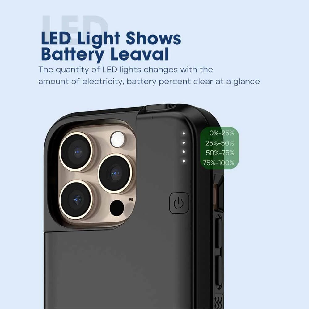 For Iphone 16 Pro 5000Mah Mobile Charger Power Bank Phone Case External Battery Case Charging Cover