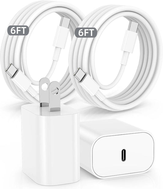USB C I Phone 16 15 Charger,2Pack 20W Fast Charging Block and 6FT Type C to C Cable Cord Long Compatible with Iphone 16/15 Plus/15 Pro Max,Wall Plug Power Adapter Cube Brick Case
