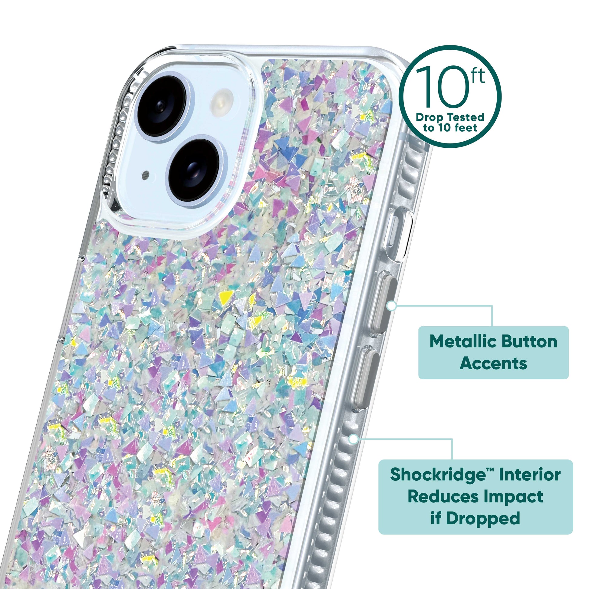 . Phone Case for Iphone 16E / Iphone 15 / Iphone 14 / Iphone 13 - Iridescent Glitter Fleck