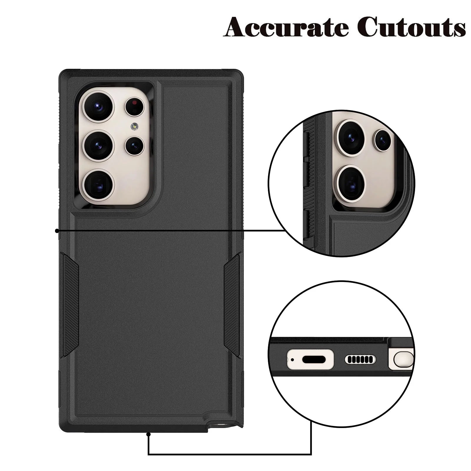 For Galaxy S24,S24 Plus,S24 Ultra Case, Heavy Duty Shockproof Dual Layer Rugged Full-Body Protective Phone Cover,2 in 1 Silicone Rubber Phone Case for Samsung Galaxy S24 Ultra - Black 2024